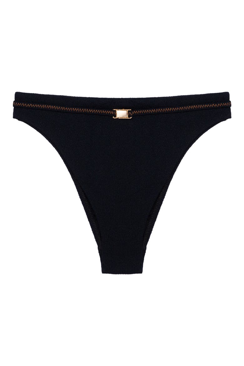 Mia Lindsay Buckle Bikini Bottoms, Alternate, color, BLACK