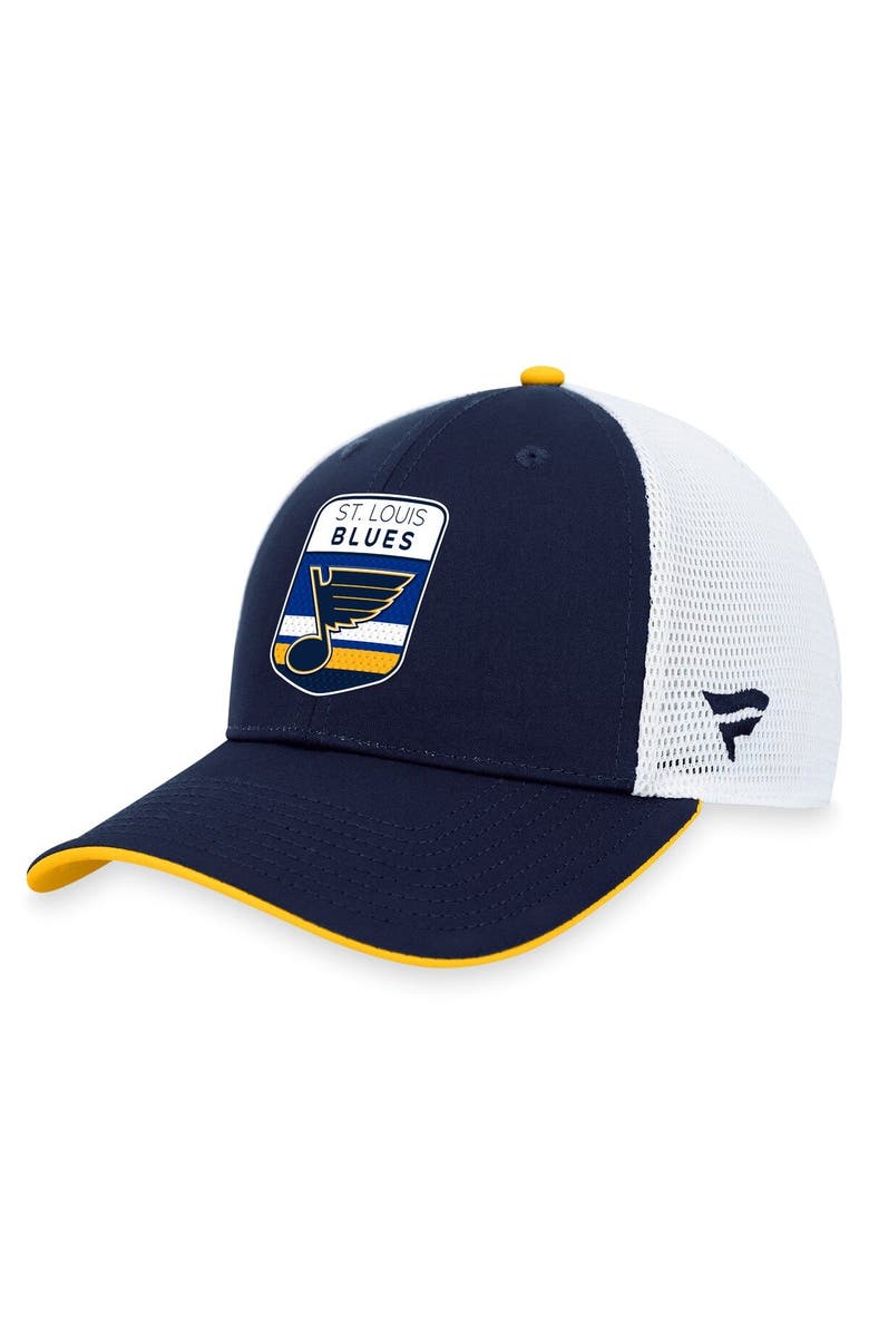 FANATICS Men's Fanatics Branded  Navy St. Louis Blues 2023 NHL Draft On Stage Trucker Adjustable Hat, Main, color, 