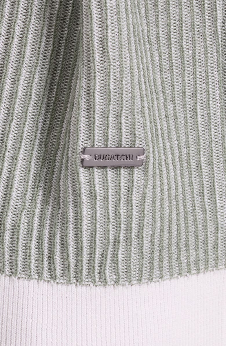 Bugatchi Ottoman Stitch Cotton & Silk Quarter Zip Polo Sweater, Alternate, color, Khaki