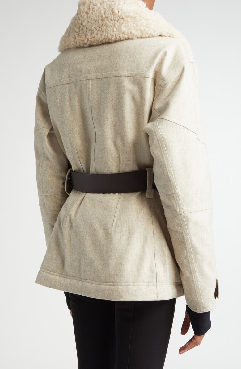 Moncler Grenoble Valloire Genuine Shearling Collar Down Jacket, Alternate, color, 