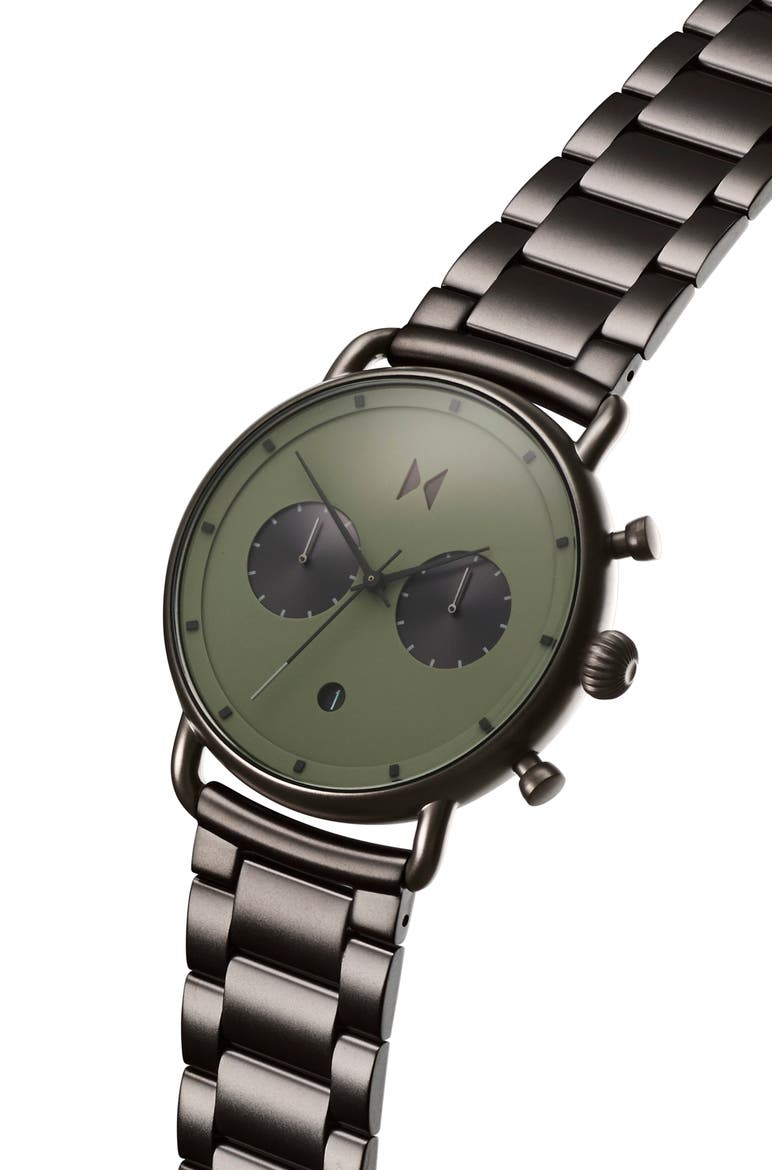 MVMT Blacktop Bracelet Watch, 47mm, Alternate, color, GUNMETAL/ GREEN/ GUNMETAL