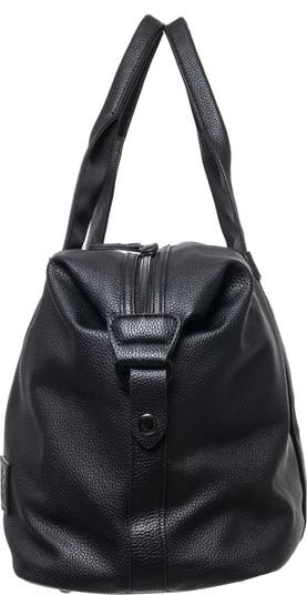 Pebbled Faux Leather Travel Duffle Bag