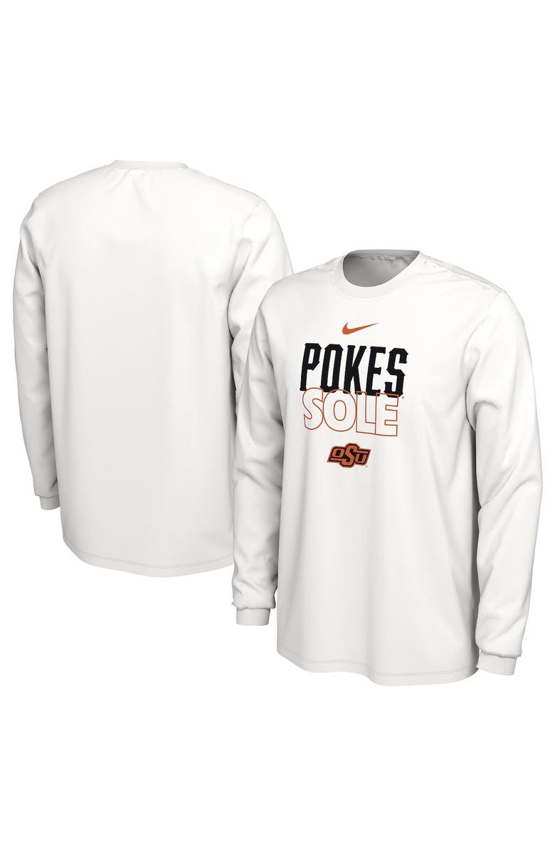 Nike White Oklahoma State Cowboys 2023 On Court Bench Long Sleeve T-Shirt, Main, color, 