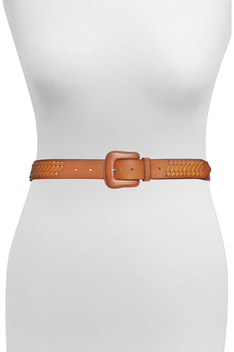 Leather Belt, Main, color, TAN