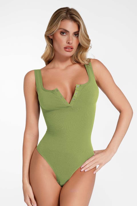 Shapewear Seamless Modal Henley Tank Bodysuit