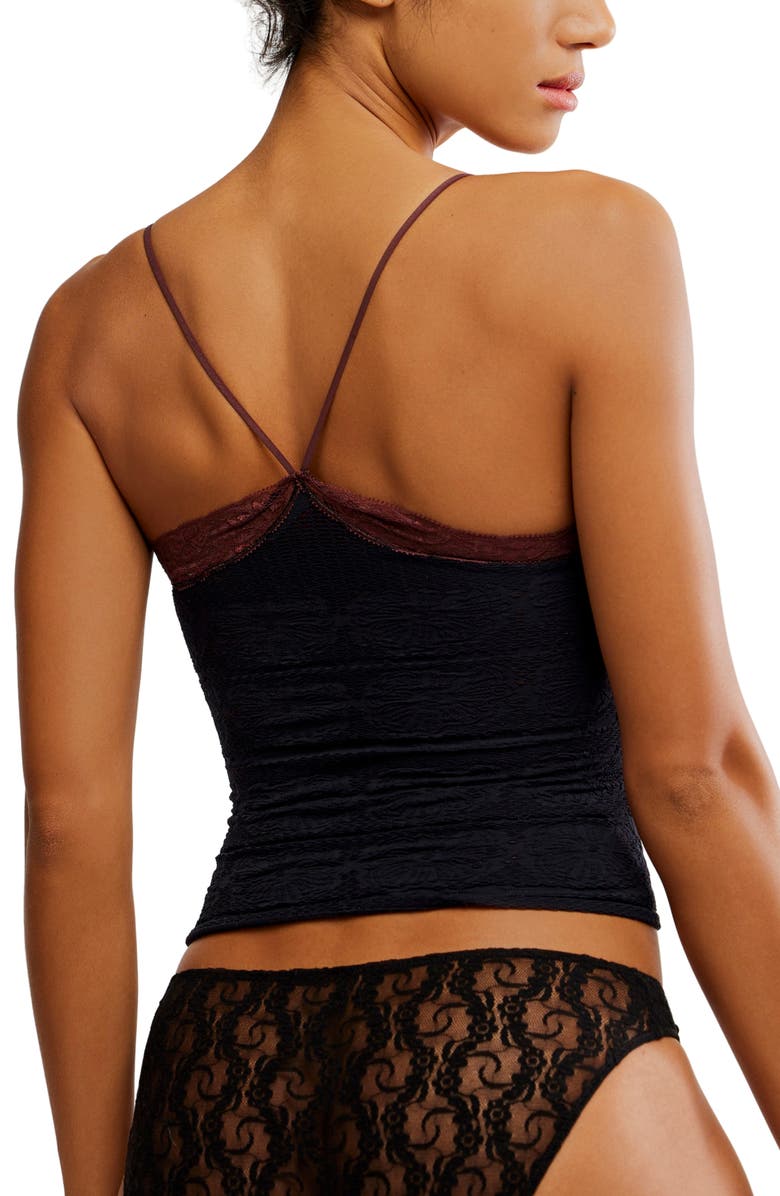 Free People Jules Lace Trim Seamless Crop Camisole, Alternate, color, Black Combo