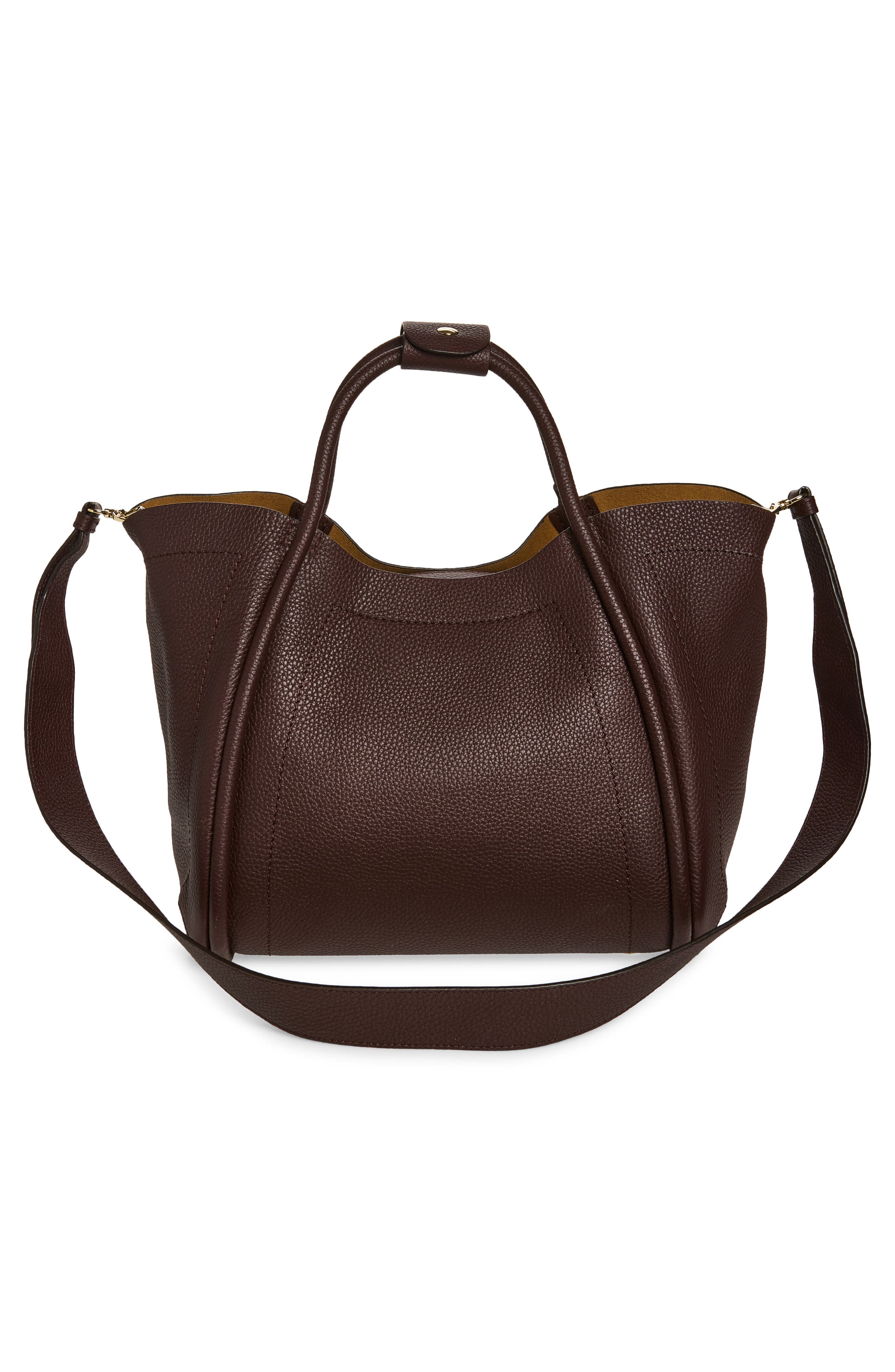 Max Mara Marine Grained Leather Tote, Alternate, color, Bordeaux
