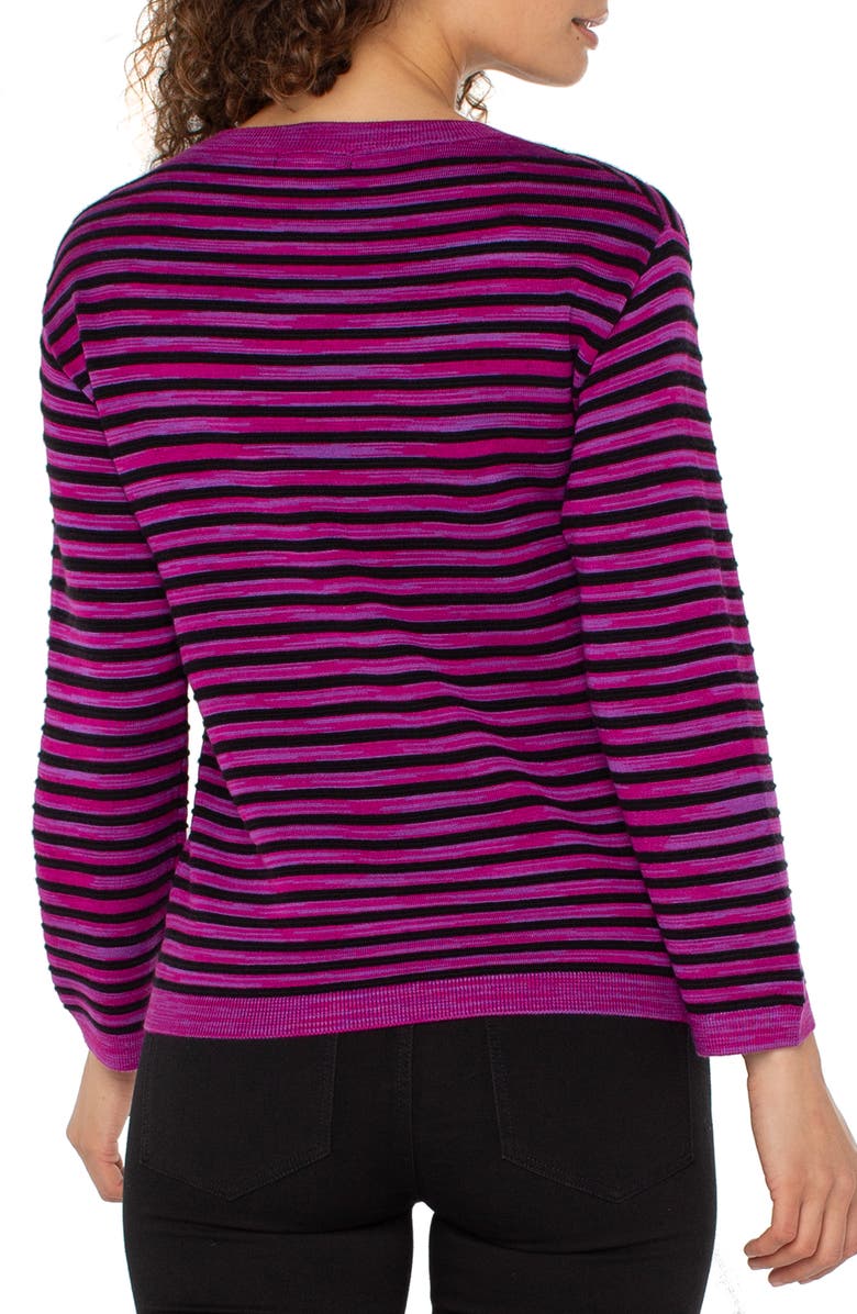 Liverpool Los Angeles Stripe Sweater, Alternate, color, Fuchsia Stripe