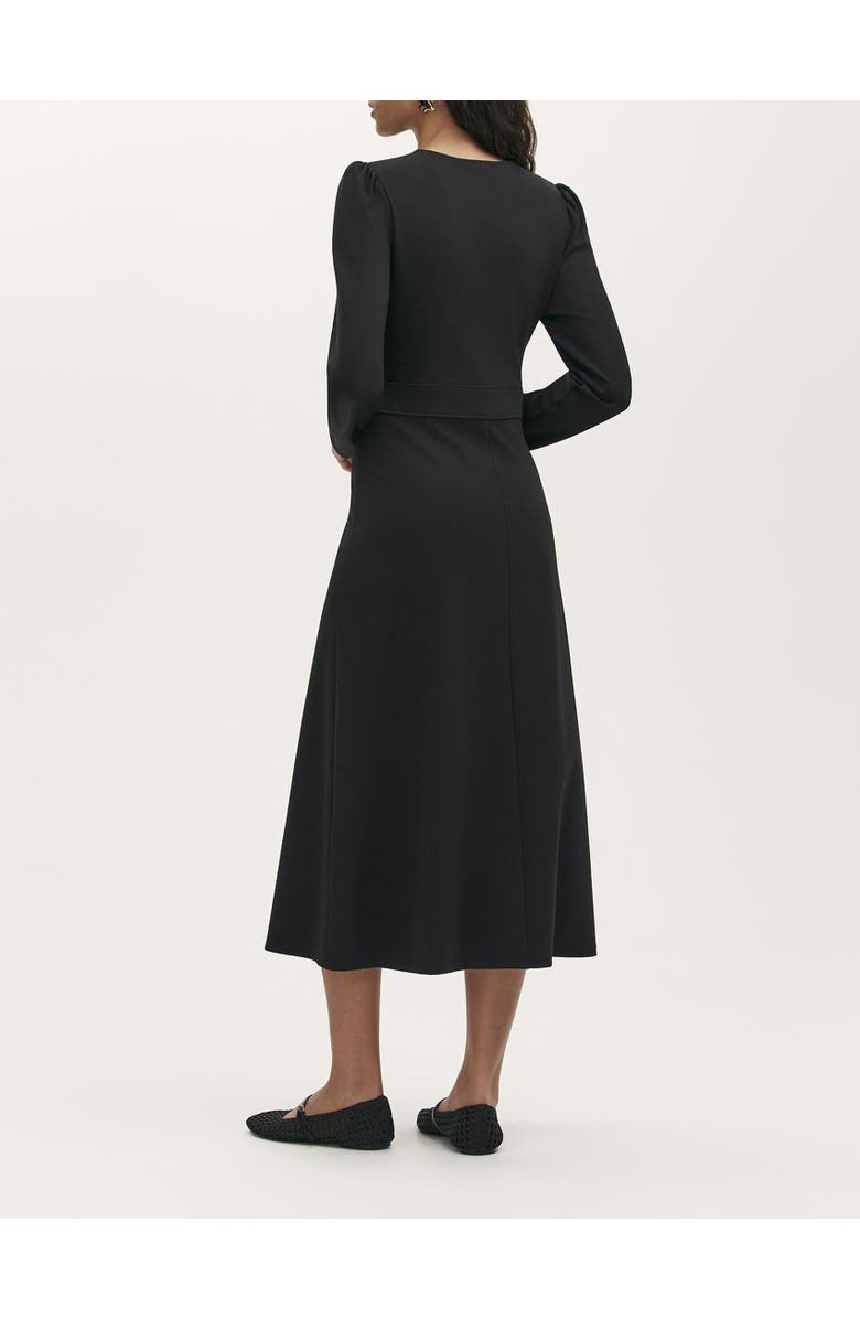 Finery London Seraphina Ponte Jersey V Neck Midi Dress, Alternate, color, Black