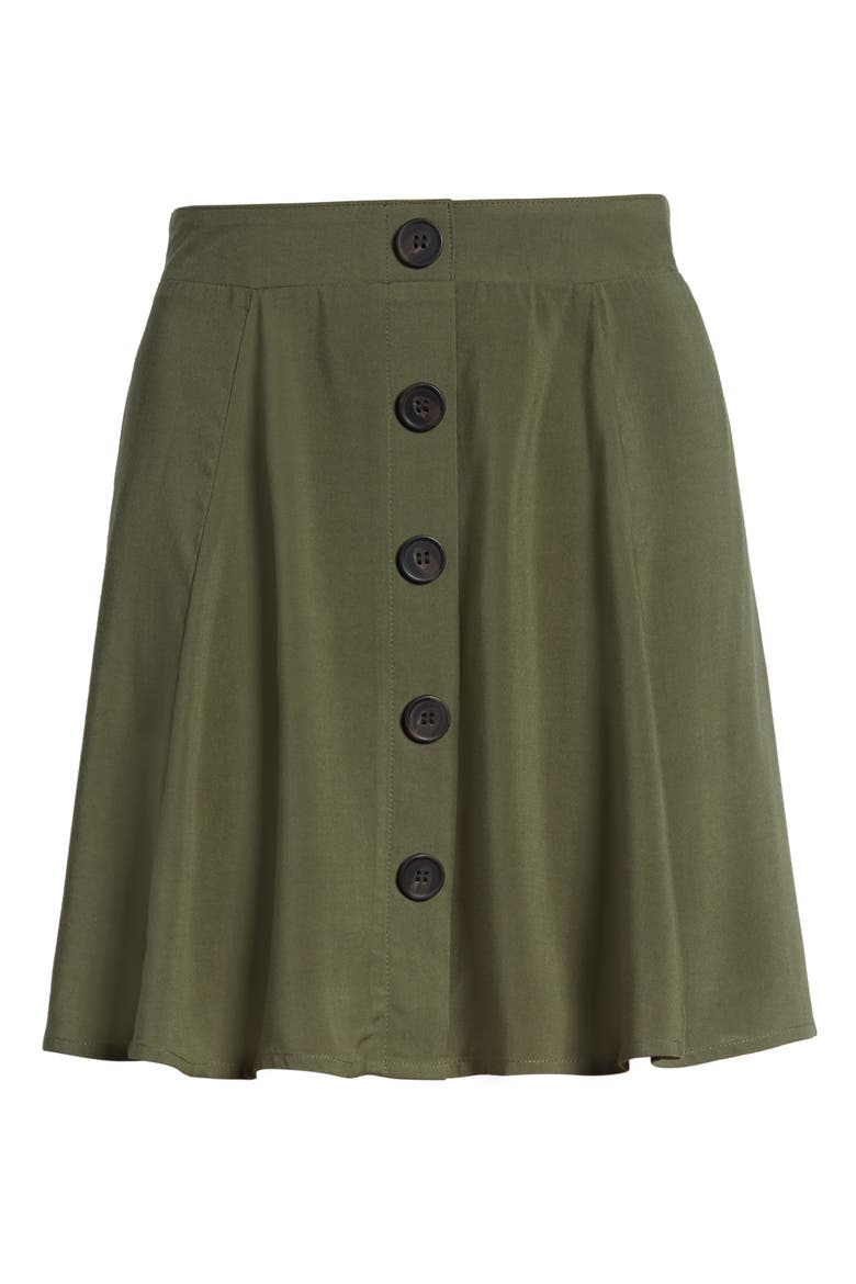 Button Front Skirt, Alternate, color, THYME