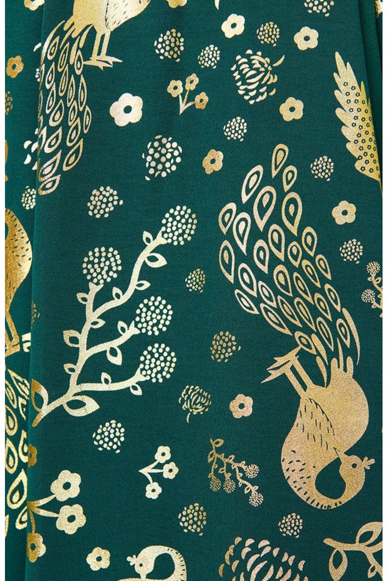Square Neck Sleeveless Godet Swing Dress, Alternate, color, Green Foiled Peacock
