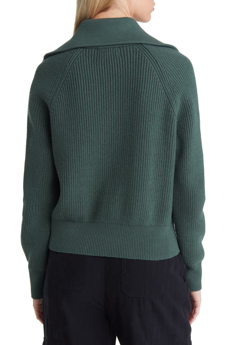 Half Zip Cotton Blend Rib Sweater, Alternate, color, GREEN CILANTRO