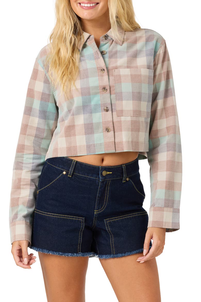 Pippa Corduroy Crop Shirt, Main, color, CAROB BROWN