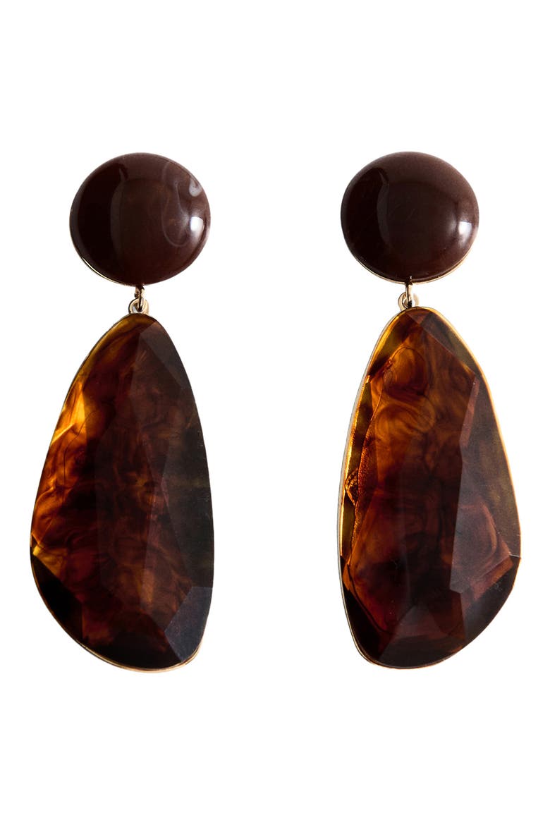 Resin Pendant Drop Earrings, Main, color, BROWN