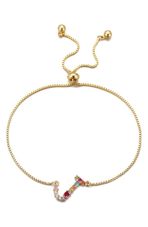 Mixed Crystal Initial Chain Bracelet