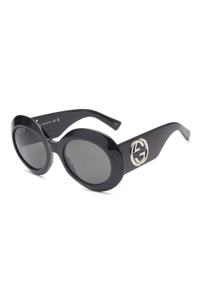 54mm Round Sunglasses, Alternate, color, BLACK BLACK GREY