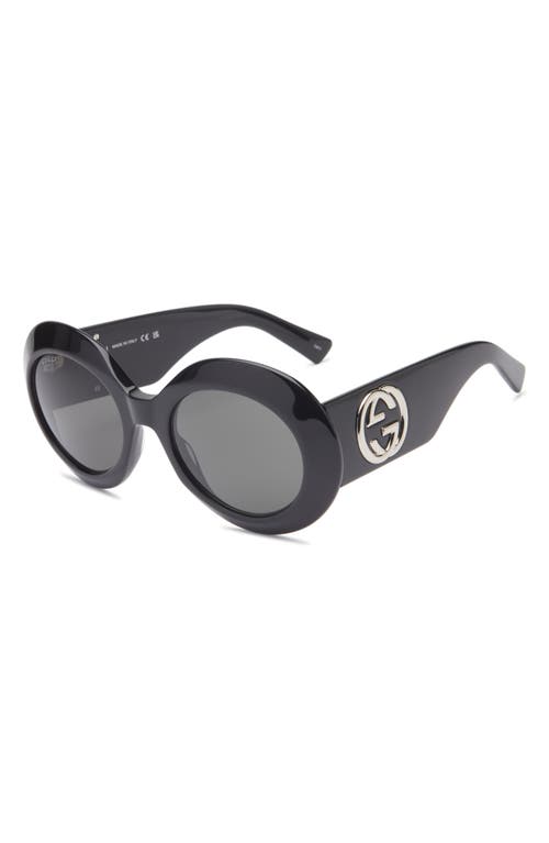 Gucci 54mm Round Sunglasses In Black