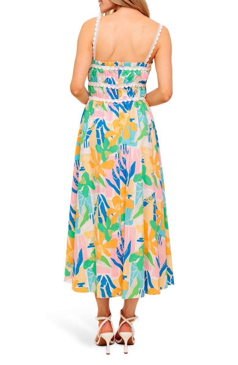 FLYING TOMATO Crochet Strap Fit & Flare Waist, Alternate, color, Pink/ Blue Multi