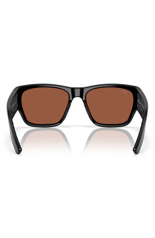 Costa Del Mar Suenos 57mm Polarized Rectangular Sunglasses In Black/copper 580p