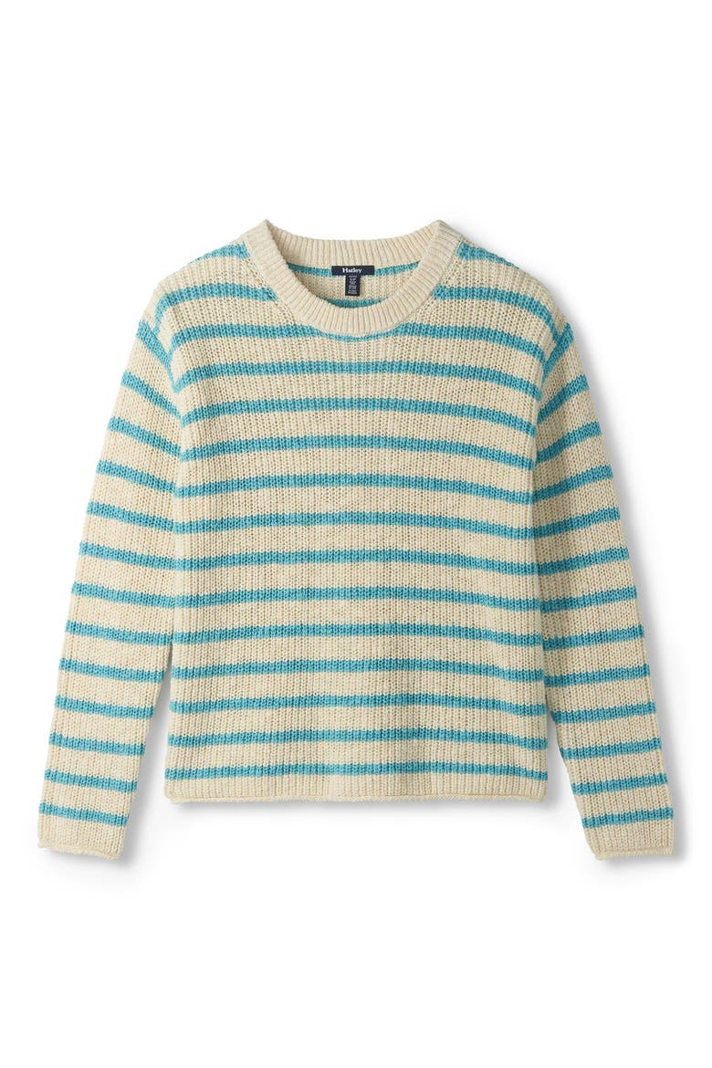 Stripe Crewneck Cotton Sweater, Alternate, color, WHISPER WHITE