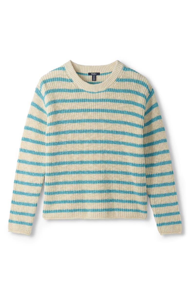 Hatley Stripe Crewneck Cotton Sweater, Alternate, color, Whisper White