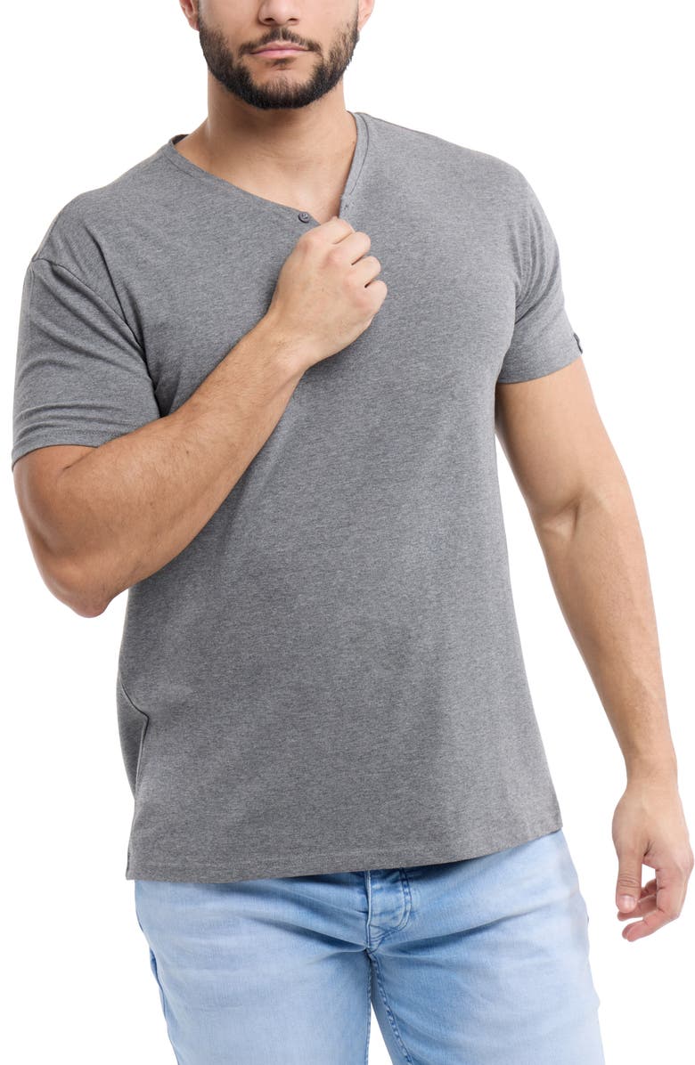 XRAY Short Sleeve Henley, Alternate, color, Charcoal/Charcoal