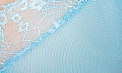 Mapalé Mapale Lace Trim Mesh Underwire Bra & Thong Set In Blue