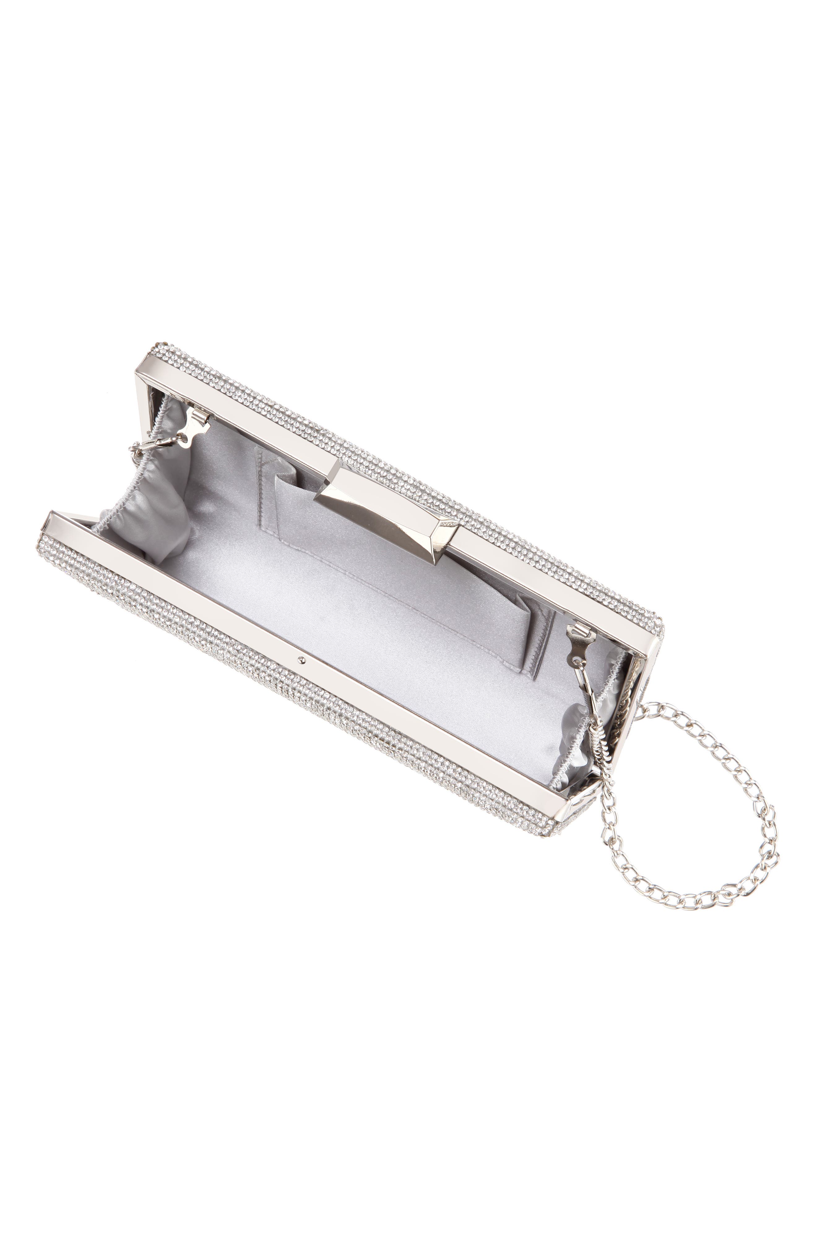 Nina Desyre Crystal Minaudière, Alternate, color, Silver