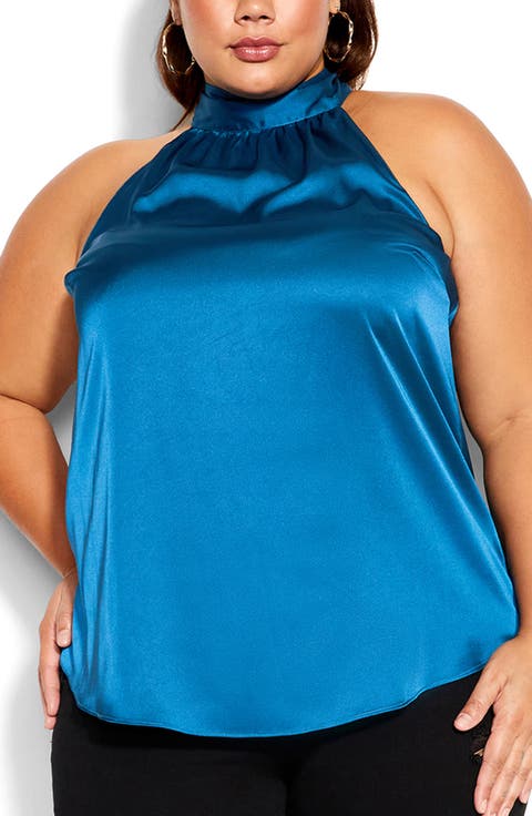 Shine Sleeveless Satin Top (Plus)