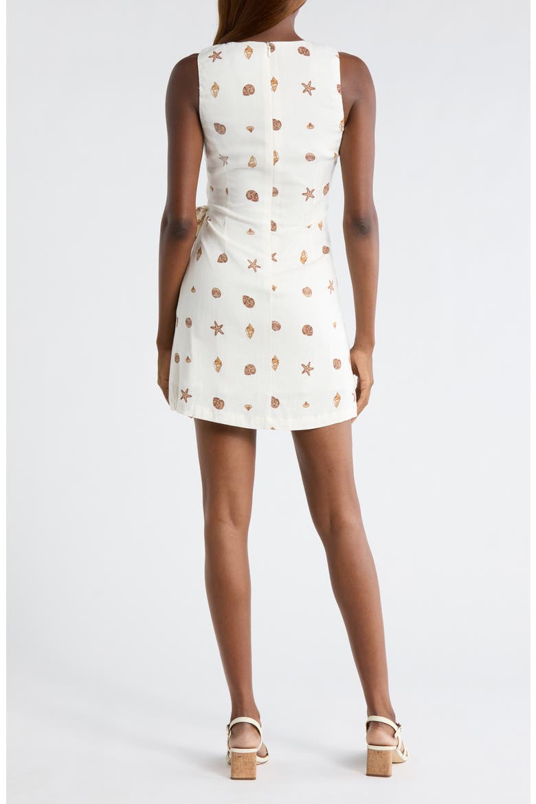 Cerise Shells Janis Faux Wrap Minidress, Alternate, color, IVORY-BROWN
