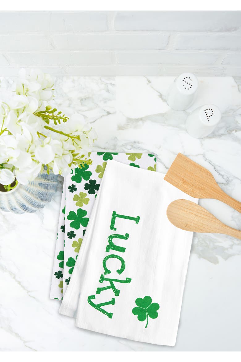 Lucky Clover Kitchen Dishtowels Set of 2, Alternate, color, Green