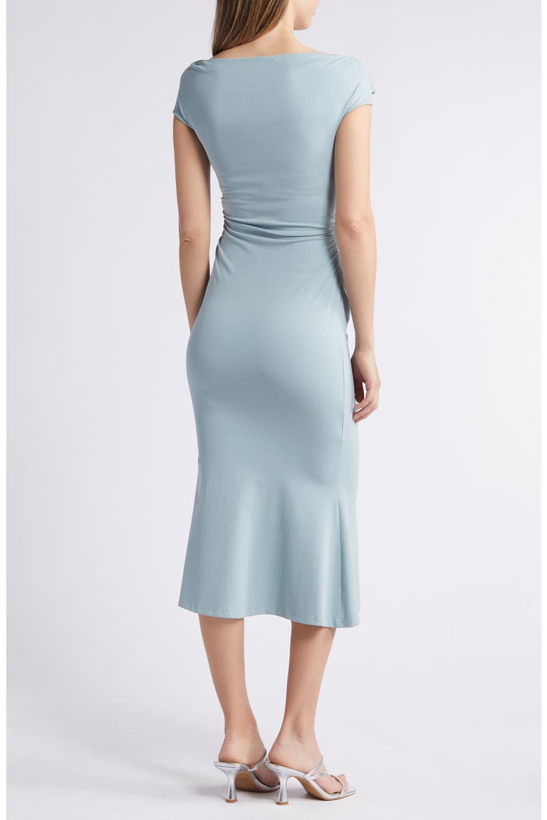 Sky Off the Shoulder Jersey Midi Dress, Alternate, color, BLUE