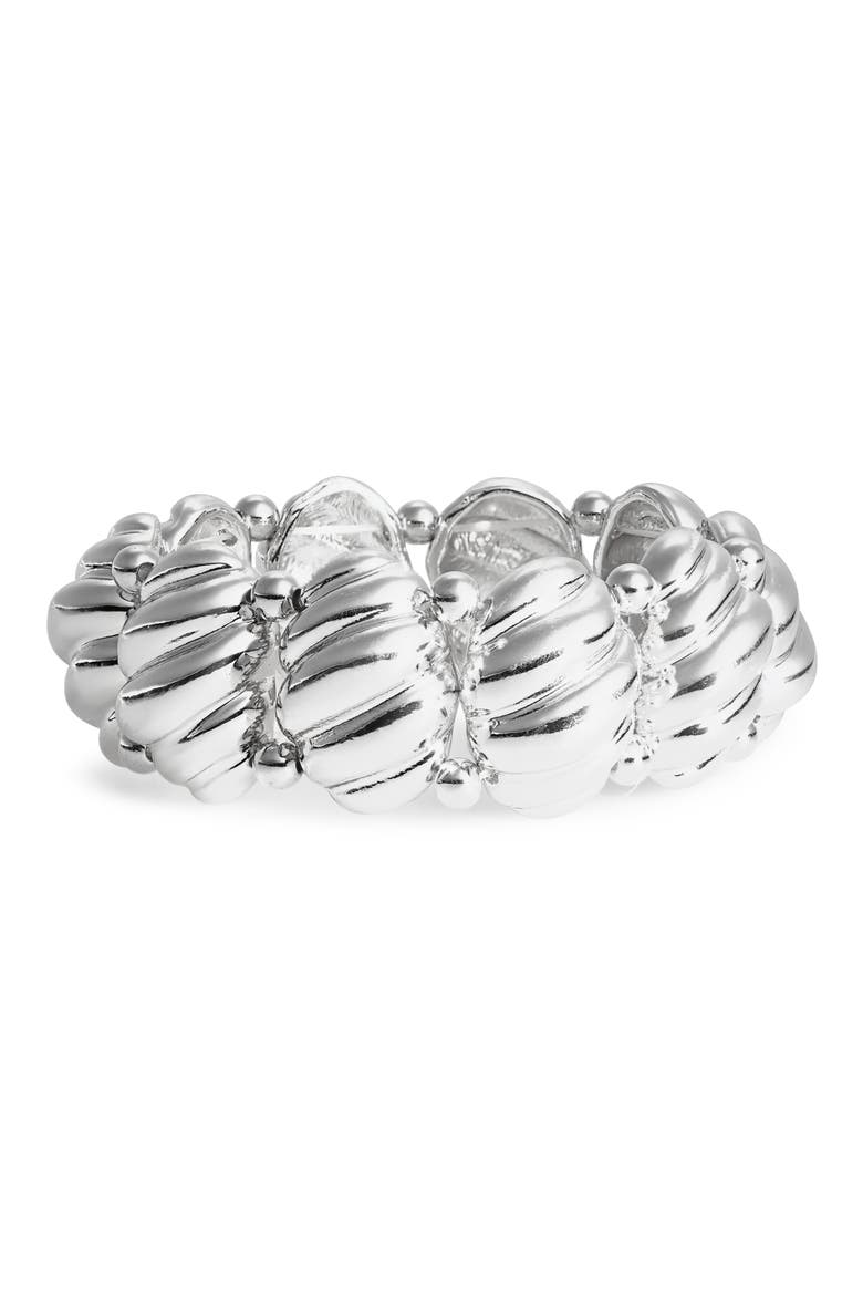 Scalloped Stretch Bracelet, Main, color, SILVER