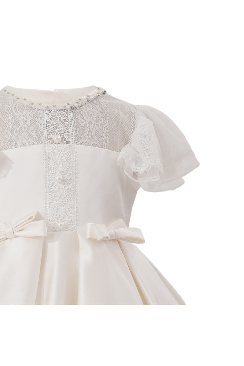 Lace-Trim Puff Sleeve Dress, Alternate, color, Ivory