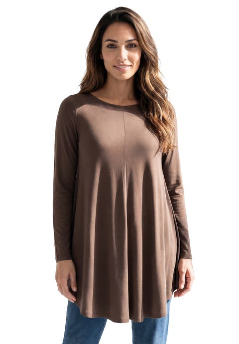 Plus Size Boatneck Swing Ultra Drape Tunic Top