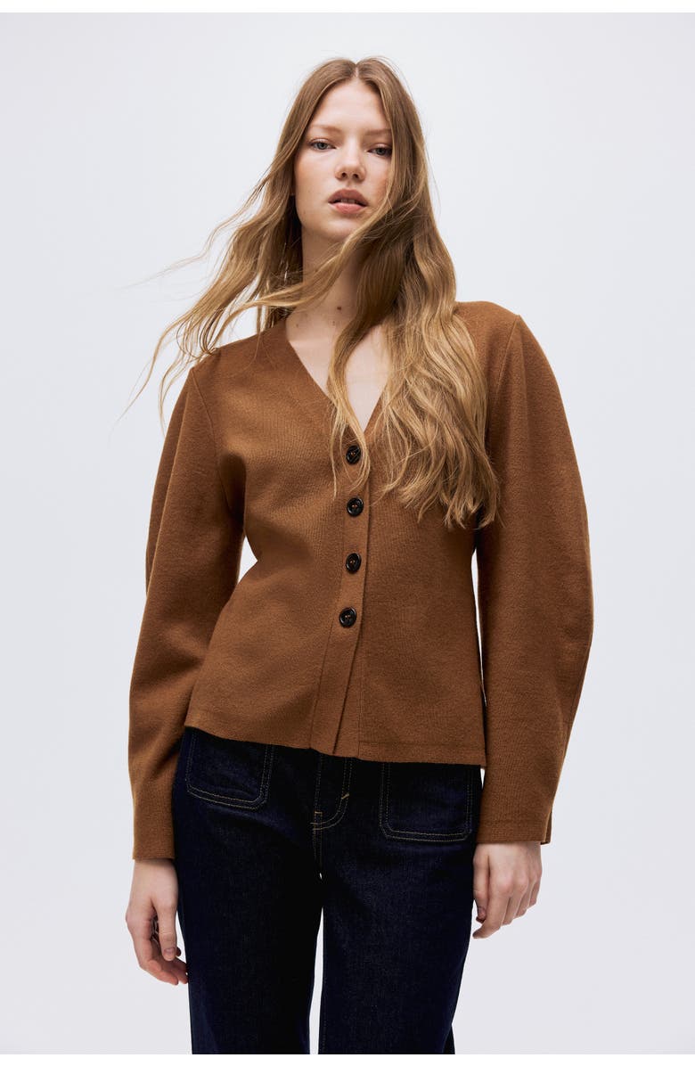 H&M Knitted Cardigan, Alternate, color, Brown