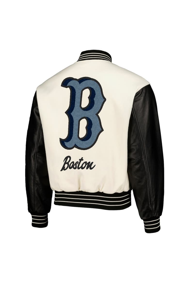 Men's PLEASURES White Boston Red Sox Full-Snap Varsity Jacket, Alternate, color, White