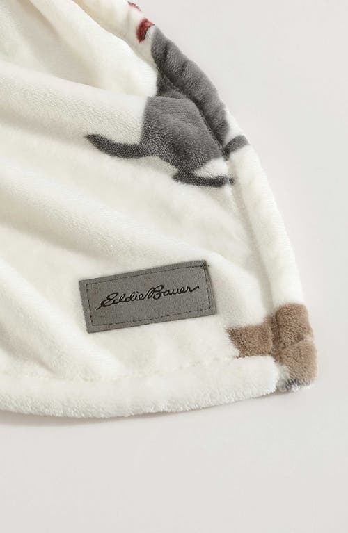 Eddie Bauer Dogs With Scarves Fleece Blanket In Grey