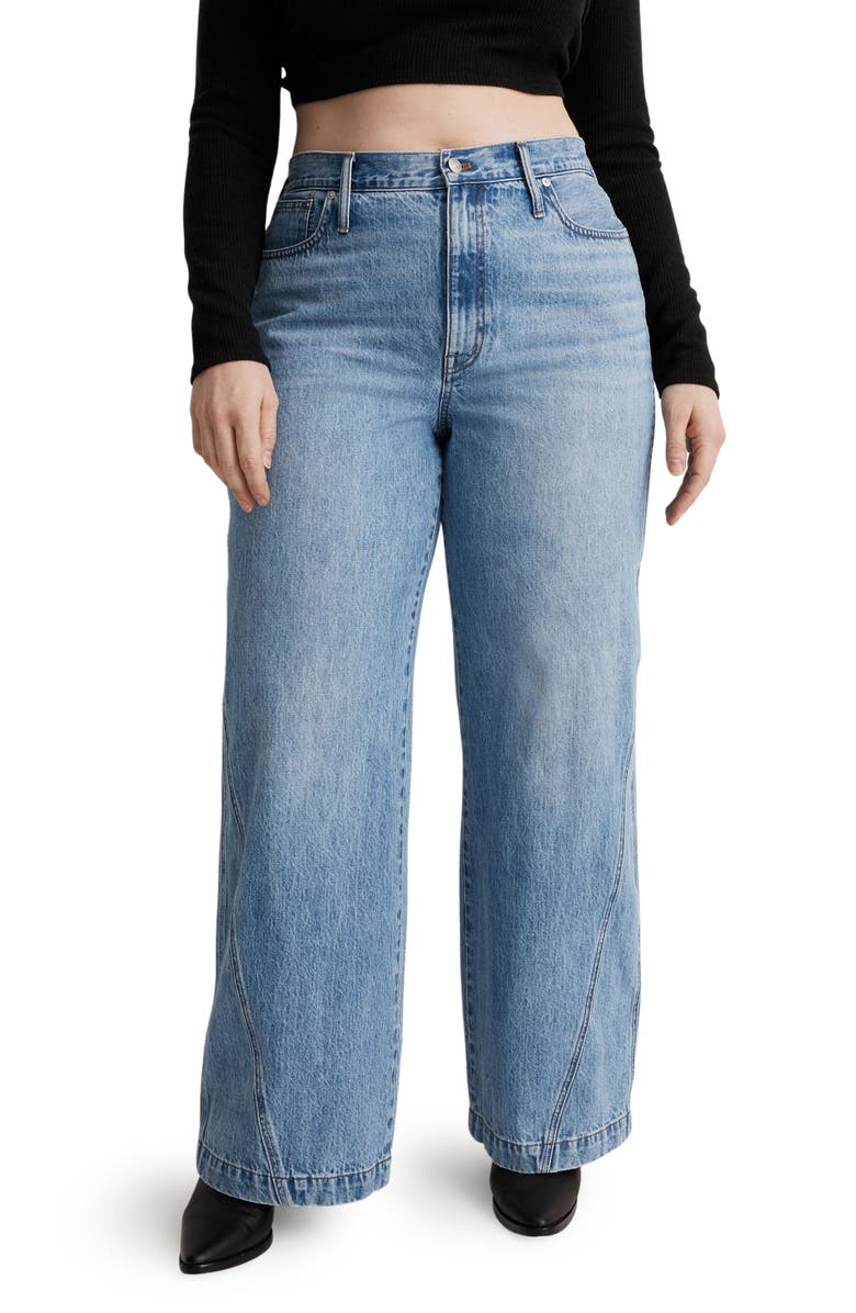 Madewell Superwide Leg Jeans in Parson Wash: Inset Edition, Alternate, color, 