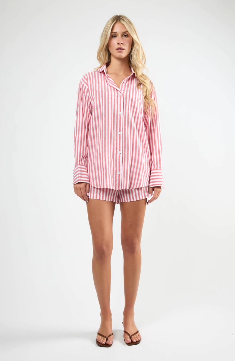 Viens Avec Moi The Summer Cotton Boyfriend Shirt, Alternate, color, Red