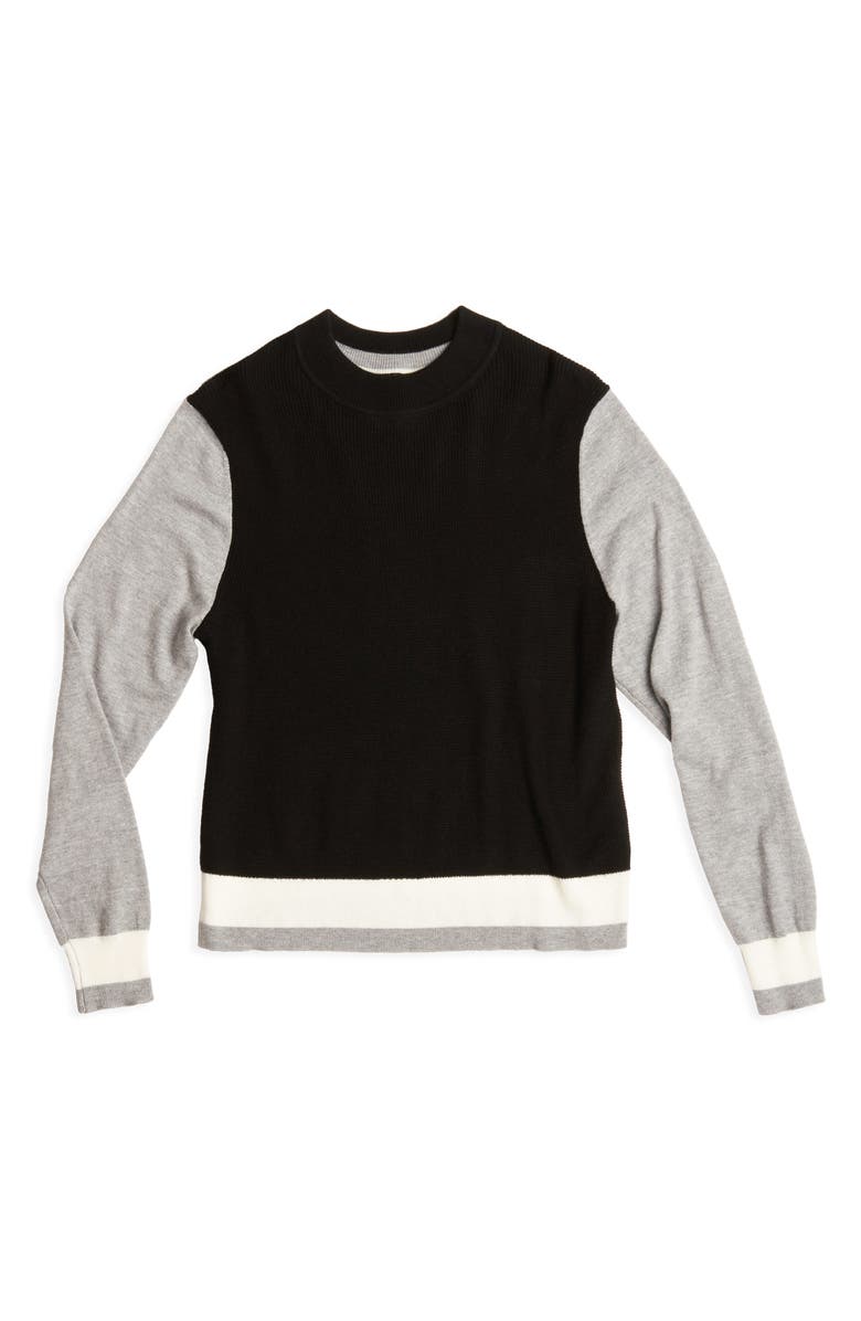 Court & Rowe Colorblock Cotton Blend Sweater, Alternate, color, Rich Black
