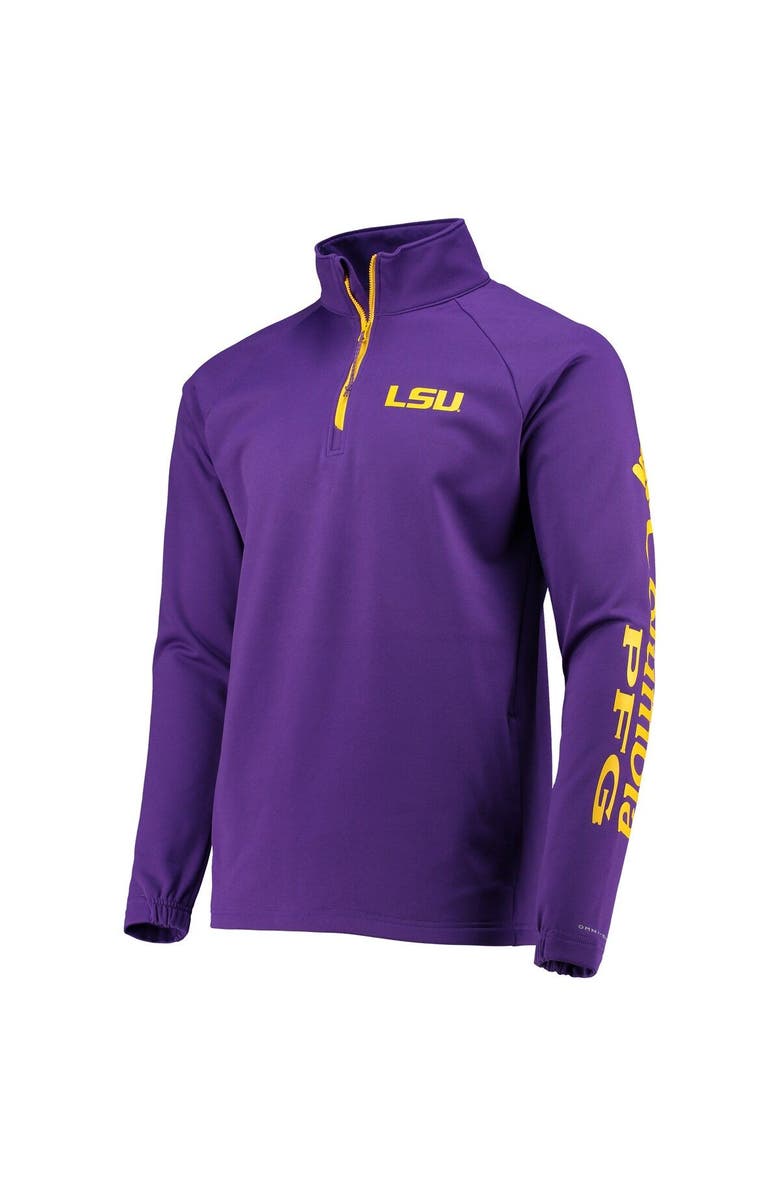Columbia Men's Columbia Purple LSU Tigers Terminal Tackle Fleece Raglan Omni-Shade Quarter-Zip Jacket, Alternate, color, Purple