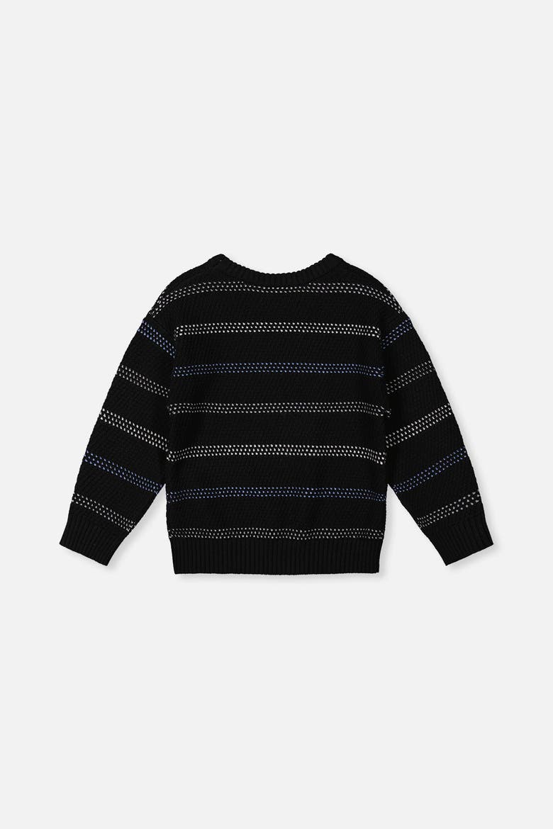 Striped Texture Ribbed Cuffs Sweater, Alternate, color, Black