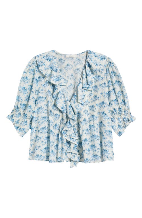 Shop Doen Dôen Henri Organic Cotton Voile Top In Bleu Rosier Floral