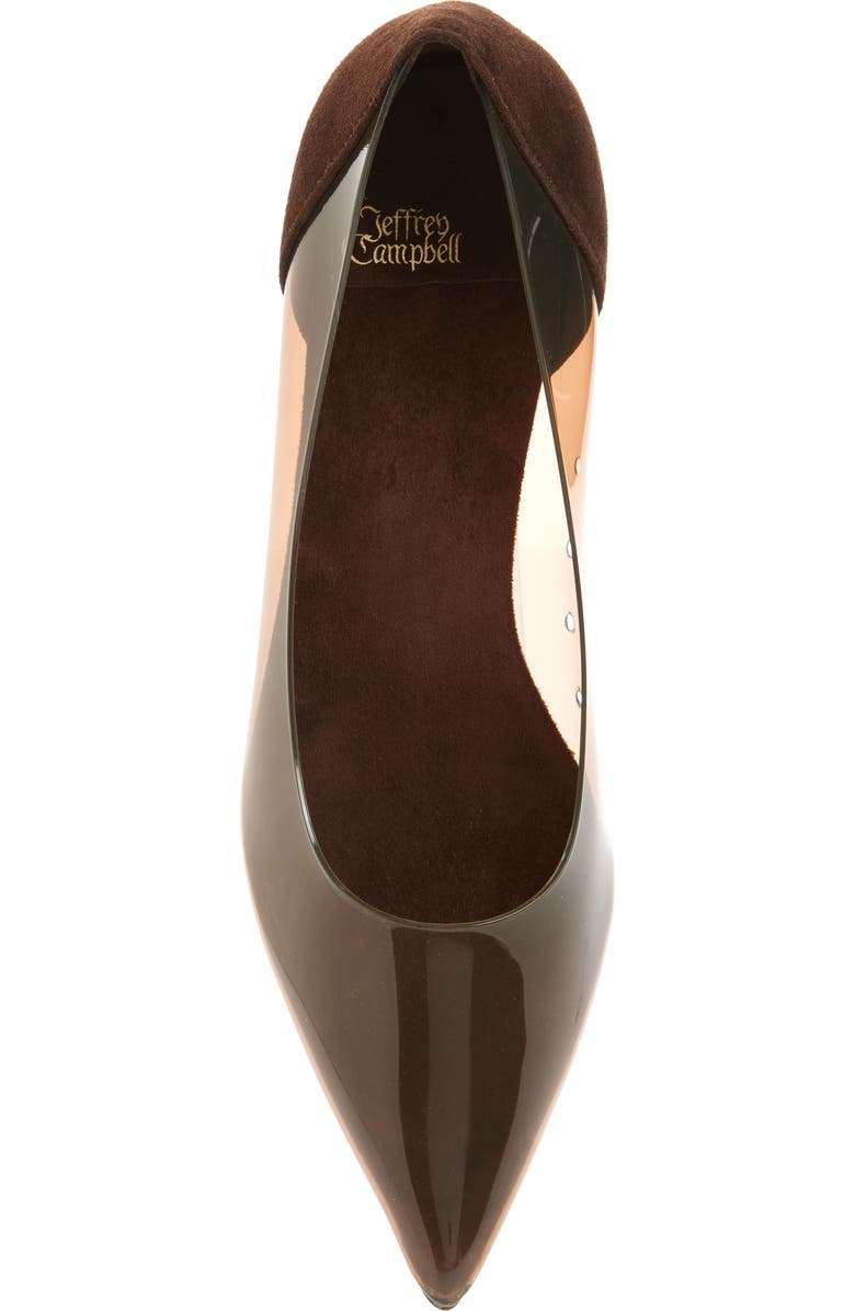 Jeffrey Campbell Graphix Pointed Toe Pump, Alternate, color, Coffee Suede Combo