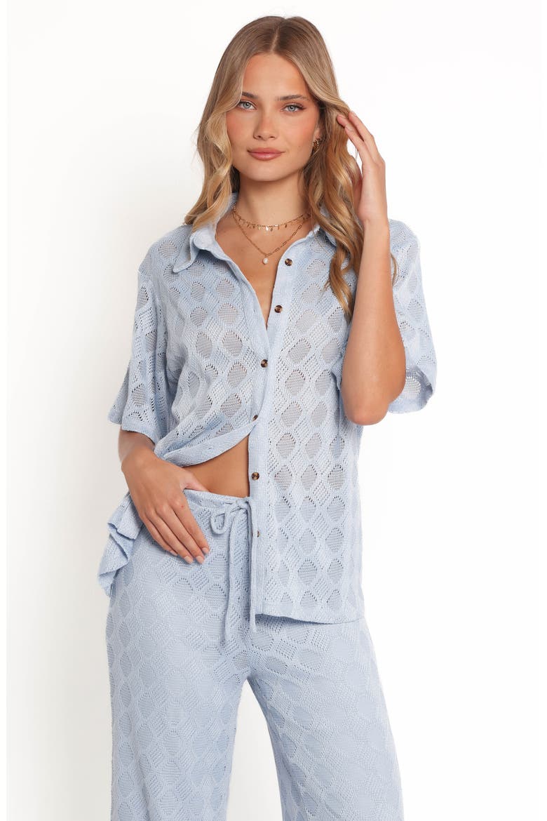 Cora Button-Up Shirt, Alternate, color, BLUE
