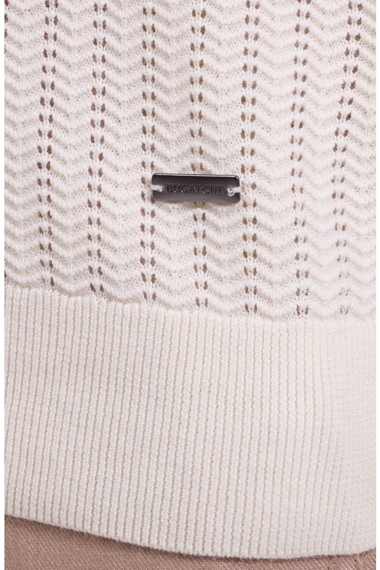 Pointelle Stitch Cotton & Silk Polo Sweater, Alternate, color, CHALK