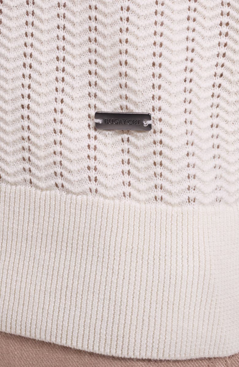 Bugatchi Pointelle Stitch Cotton & Silk Polo Sweater, Alternate, color, Chalk