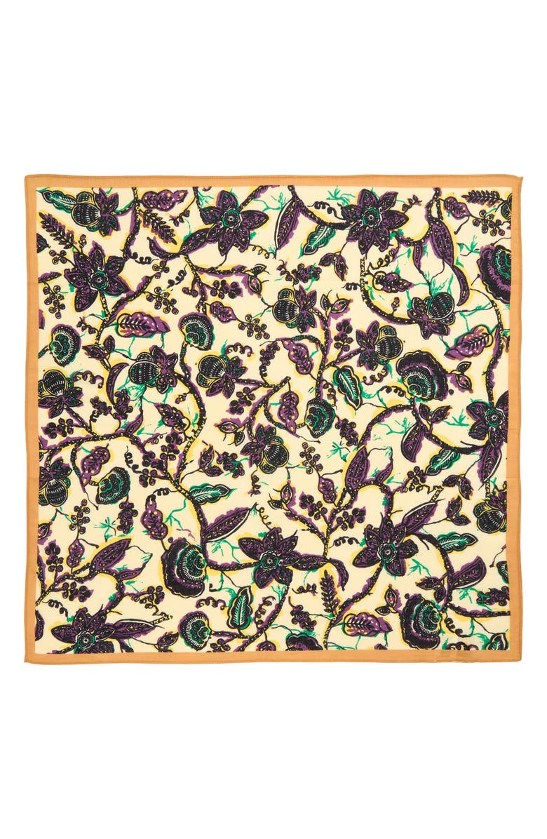 Faherty Floral Jungle Square Scarf, Alternate, color, Beige Multi