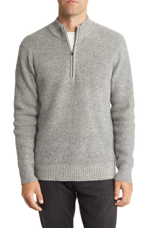Half Zip Rib Wool Blend Sweater